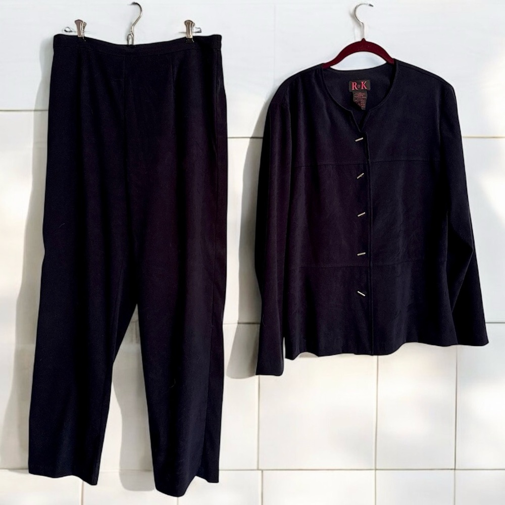 Vintage Navy Ultrasuede Pantsuit Size 14 by R&K